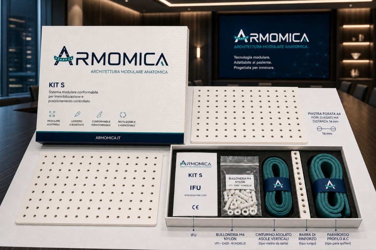 Mockup dimostrativo della tecnologia ARMOMICA™ per supporti anatomici modulari